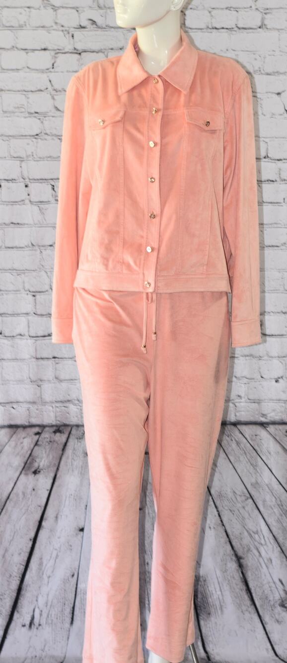 ST. JOHN SPORT by Marie Gray 2-Piece Faux Suede Jacket Pant Tracksuit M/S